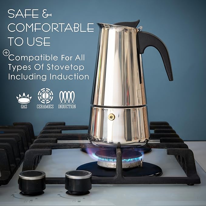 Mixpresso 9 Cup Greca Stovetop Espresso Pot 450ml/15oz, Moka Pot with Coffee Percolator Design