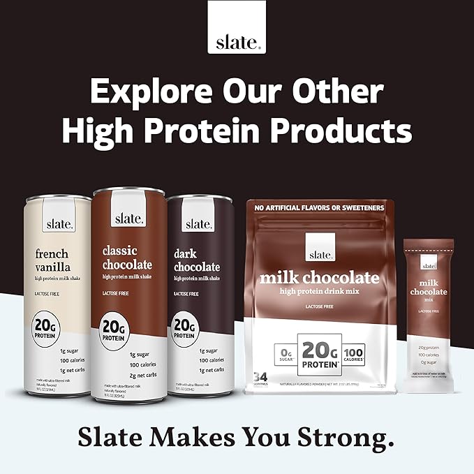 Slate Milk - High Protein Iced Coffee - Vanilla Latte - 175mg Caffeine, Lactose Free Energy - 20g