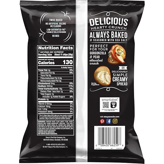 Stacy's Simply Naked Bagel Chips, 7 oz Bag