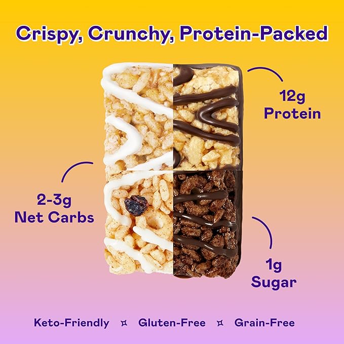 MAGIC SPOON Treats - High Protein Bars, Low Carb, Keto Friendly, 1g of Sugar, Gluten Free, Crispy