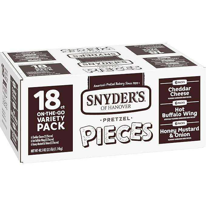 Snyder's of Hanover Pretzel Pieces, Variety Pack of Pretzels Individual Packs, 2.25 Oz, 18 Ct (Pack