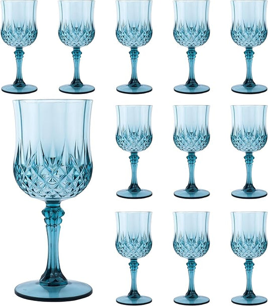 Plastic Wine Glasses，Plastic Goblets Vintage Style Cordial Drinking Glasses for Wedding Reception