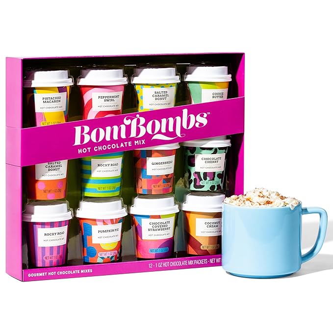 BomBombs, Hot Chocolate Mix Gift Set with Mini Cup Packaging, Dessert Flavors Include Rocky Road