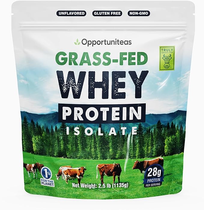 Opportuniteas Grass Fed Whey Isolate Protein Powder - Unflavored 28g Protein Powder Without