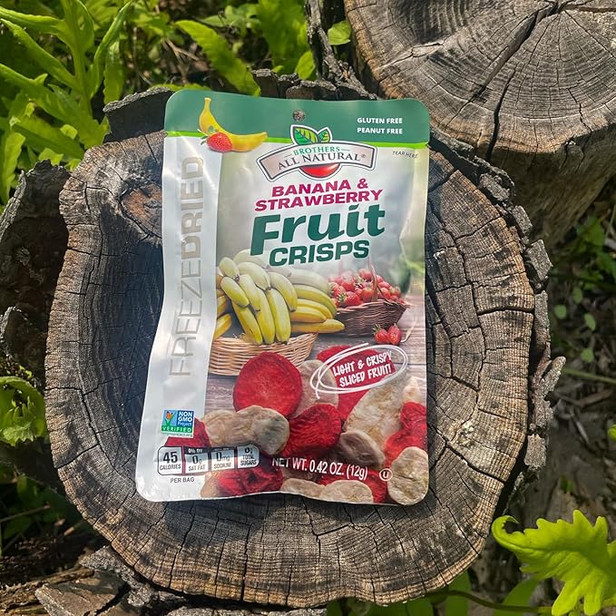Brothers All Natural Freeze Dried Fruit Crisps, Banana Strawberry, 0.42 Oz (Pack of 24), Made with