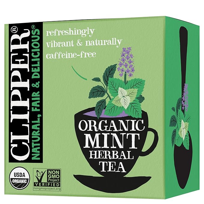 Clipper Tea Mint Herbal Teabags ??Caffeine Free, USDA Organic, Great Hot or Iced ??Refreshing
