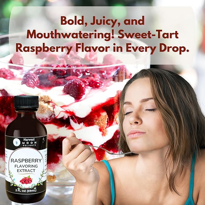 Natural Raspberry Extract - 2 oz - Water-Soluble - By Harvest Moon Delights - Raspberry Extract for