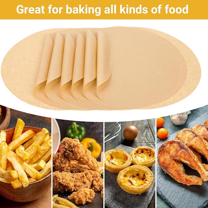 Beasea Air Fryer Round Liners 12 Inch, 200pcs Air Fryer Parchment Paper Unbleached Disposable Fryer
