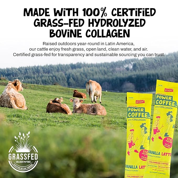 Projo* Power Coffee – Instant Coffee with 11g Protein – Grass-Fed Hydrolyzed Bovine Collagen &