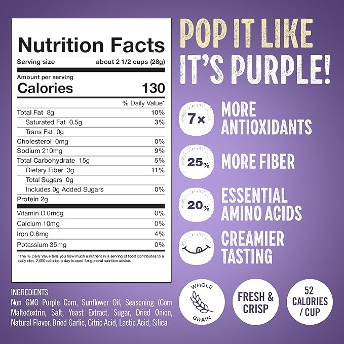 Purplesful Purple Corn Popcorn, Silkier, Creamier & Healthy Popcorn, Vegan-Friendly, Non-GMO