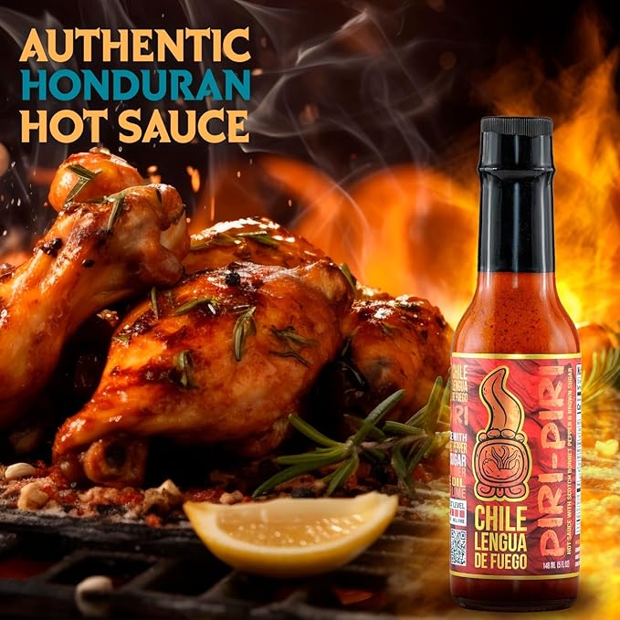 Hot Sauce | Chile Lengua de Fuego (Pack of 3, Piri Piri) – Medium Heat Gourmet Sauce with Scotch