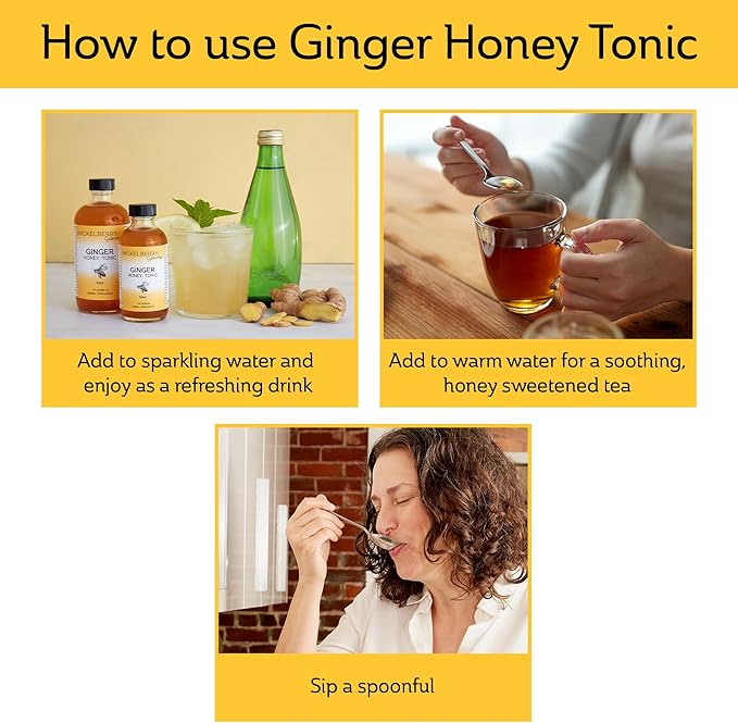 Mickelberry Gardens Immune Support Ginger Honey Tonic – Organic Ginger Shots & Syrup for Immunity
