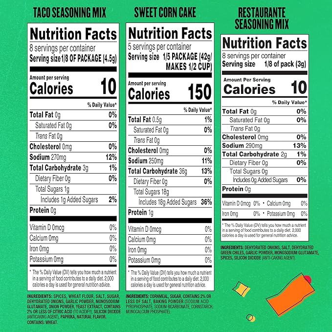 CHI-CHI'S Dry Mix Packets Variety Pack, Taco Seasoning 1.25 oz Pack, Restaurante Seasoning 0.78 oz