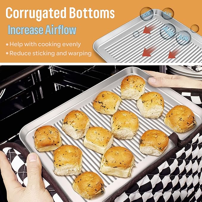 E-far 6-Piece Baking Pans set, Stainless Steel Bakeware Set for Oven, Include 8-Inch Cake