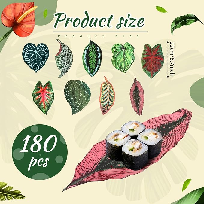 180 Pcs Parchment Paper Leaves, 8.66 in Charcuterie Board Tropical Parchment Paper Leaves Cheese