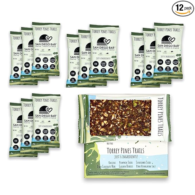 San Diego Bar | Raw, Vegan, Gluten & Soy Free Nutrition Meal Bar with No Added Sugars - 10g Protein