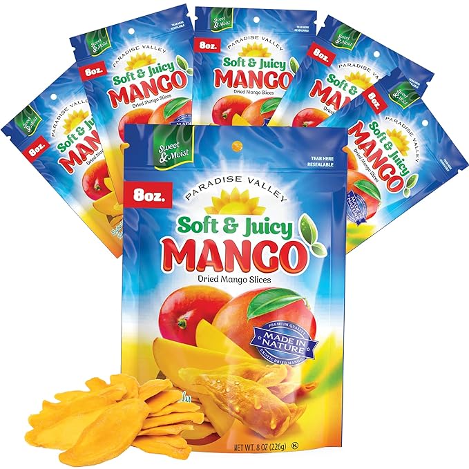 Dried Mango Slices - Delicious Texture Soft & Juicy Low Sugar Added Dried Mango - Naturally Ripened