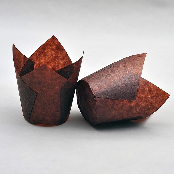 Large Muffin Greaseproof paper Baking cupcake cups, 2-1/4" x 4" Chocolate Brown Tulip Baking Cup