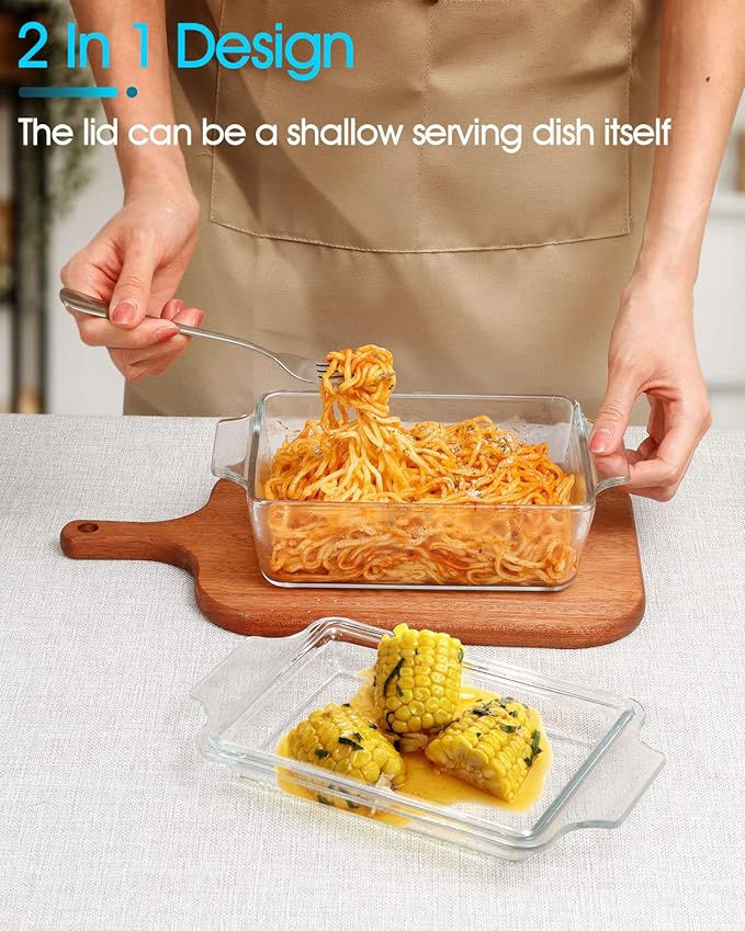 Glass Casserole Dish With Lid, Mini-1 QT (5.7in x 7in) Glass Baking Dishes for Oven, Single Serving