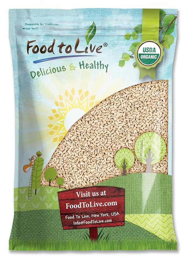 Food to Live - Organic Sunflower Seeds, 12 Pounds - Hulled, Raw, Non-GMO, Dried Kernels, Unsalted