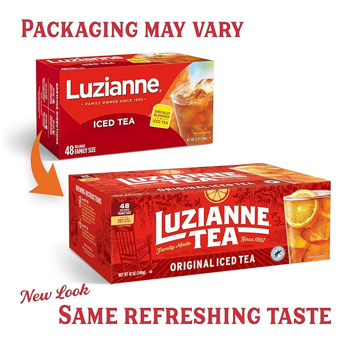 Luzianne Unsweetened Iced Tea Bags, Family Size, 48ct Box (Pack of 6)