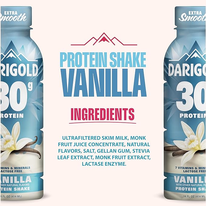 Darigold Ready to Drink Vanilla Protein Shake, 30g Protein, No Added Sugar, Lactose Free, Only 160