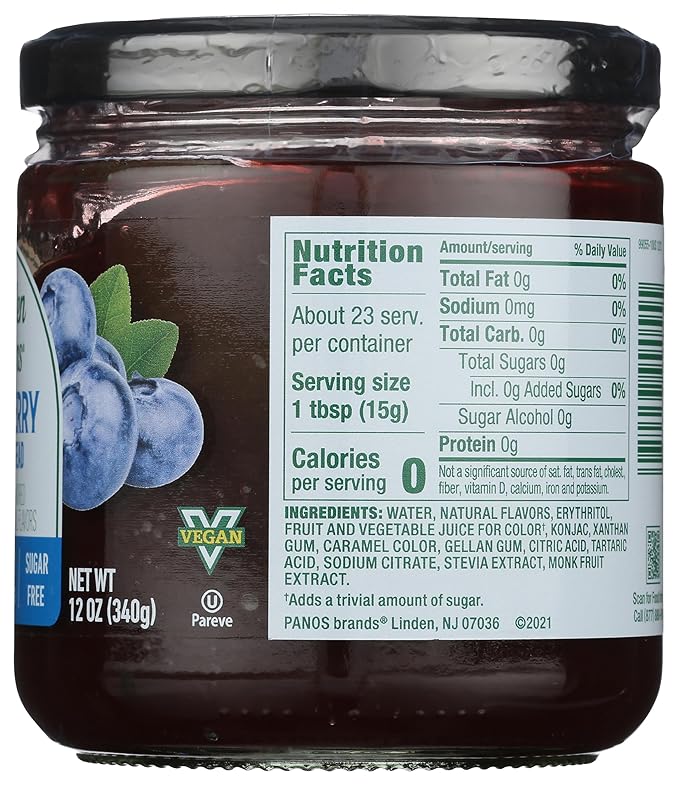 Walden Farms Blueberry Fruit Spread – Zero Calorie, Low Carb, Keto-Friendly, Vegan, Sugar-Free