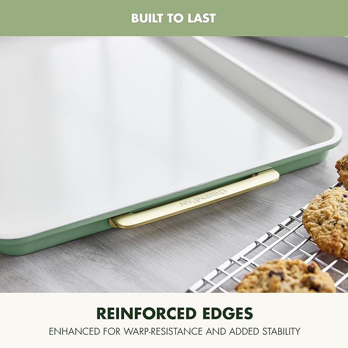 GreenPan Bakeware 13"x18" Half Baking Sheet Pan, Ceramic Nonstick Baking Pan, PFAS & BPA Free, Gold