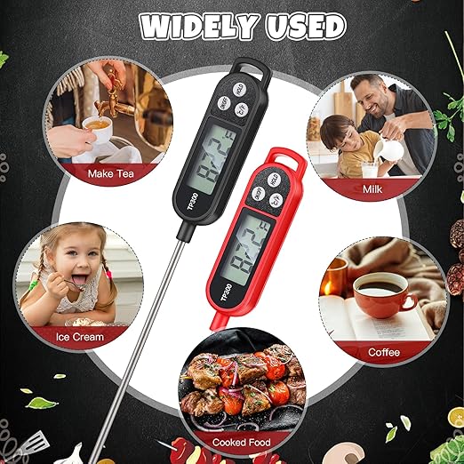 6 Pcs Meat Food Thermometer Food with Probe Water Liquid Instant Read Digital Thermometer Kitchen