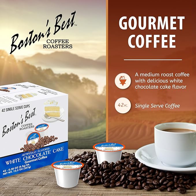 Boston’s Best - White Chocolate Cake Flavored Delicious Gourmet Coffee Compatible with Keurig