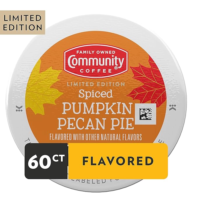 Community Coffee Spiced Pumpkin Pecan Pie Flavored Coffee Pods, 60 count, Medium Roast Compatible