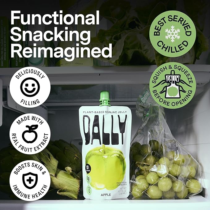Dally Apple Drinkable Konjac Jelly (10 Pouches) ??10-Calorie, Zero Sugar Korean Fruit Snack