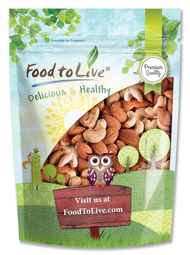 Food to Live - Dry Roasted Almonds and Cashews Mix, 4 Pounds ??Unsalted Oven Roasted Nuts, Protein
