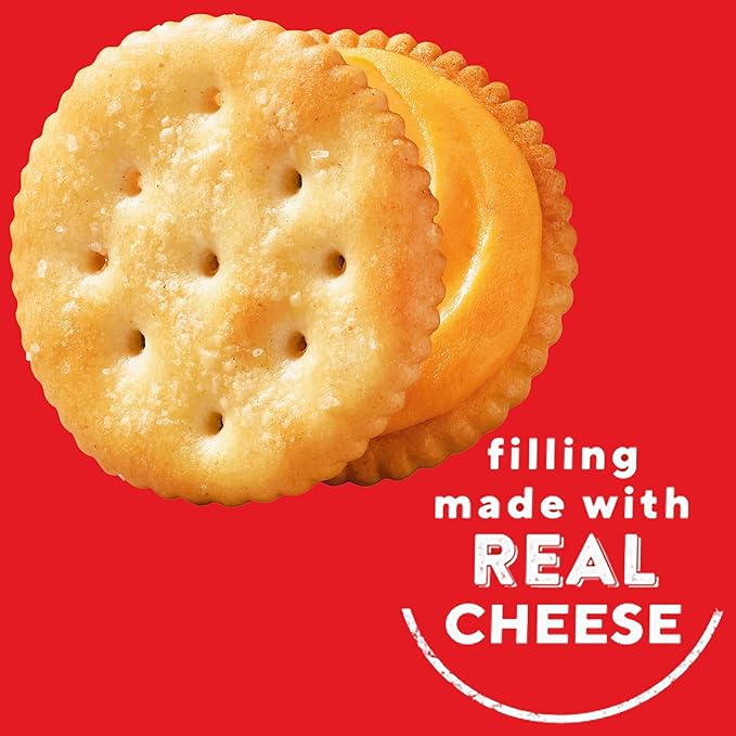 RITZ Cheese Sandwich Crackers, Lunch Snacks, 20 Snack Packs (6 Crackers Per Pack)