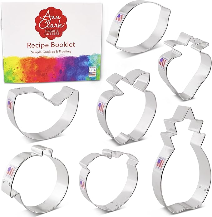 Ann Clark Cookie Cutters Summer Fruit Cookie Cutters 7-Pc. Set Made in the USA, Lemon, Peach