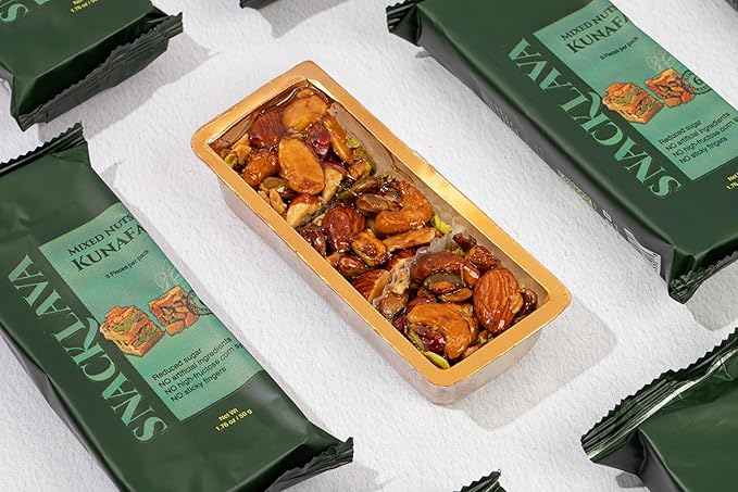 Snacklava Kunafa Mixed Nuts - 6 Pack (3 Pieces per Pack) - No Artificial Ingredients, Colors or