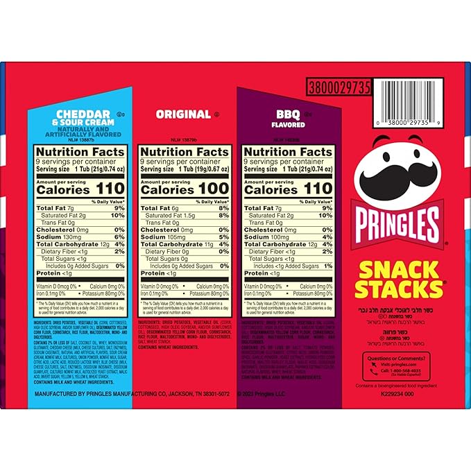Pringles Potato Crisps Chips, Lunch Snacks, On-the-Go Snacks, Snack Stacks, Variety Pack, 19.36oz
