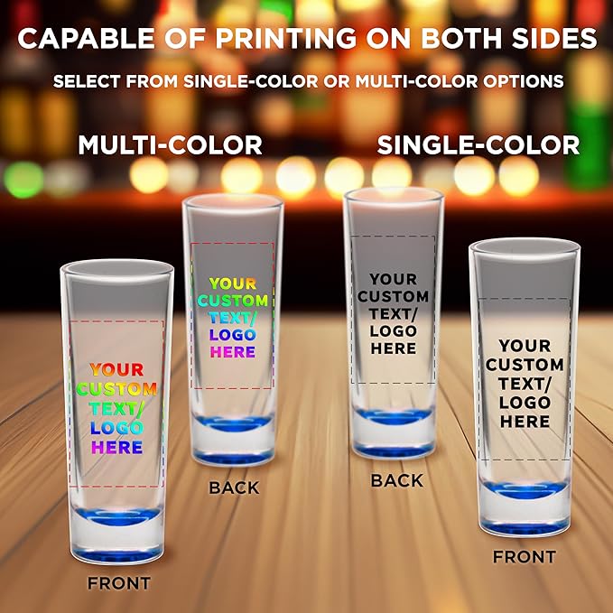 Custom Cordial Shooter Shot Glasses 2 oz. Set of 100, Personalized Bulk Pack - Great for Birthdays