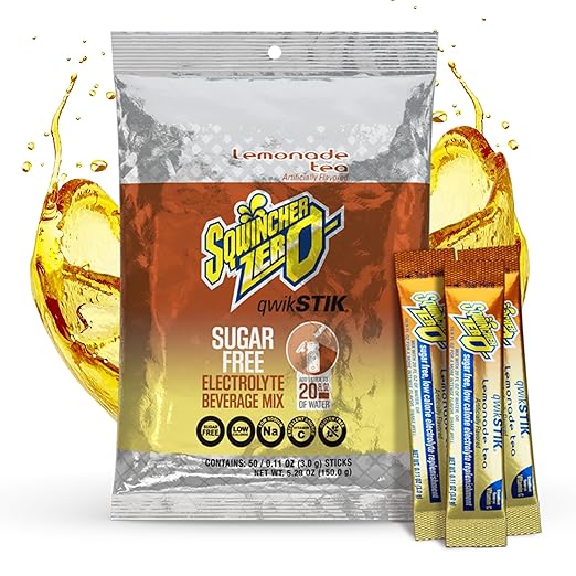 Sqwincher Zero Qwik Stik, Lemonade Tea, Sugar Free, Low Calorie, Low Sodium Electrolyte Powder