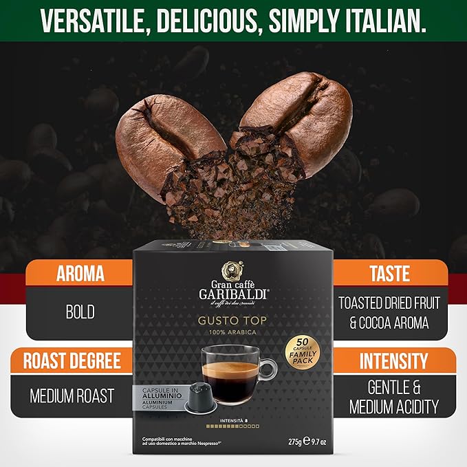 Gran Caffè Garibaldi Espresso Pods, Italian Roasted Compatible Nespresso Original Line Machines