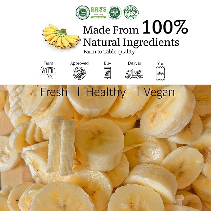 Vinamit Dried Banana Chips | Unsweetened Banana Chips | 8.8 oz Bag | Naturally Sweet, Non-GMO
