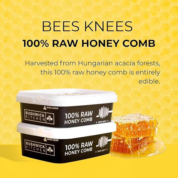 Bees Knees Raw Honeycomb, 100% Edible, All-Natural Gourmet Honeycomb in Double Sealed Packaging