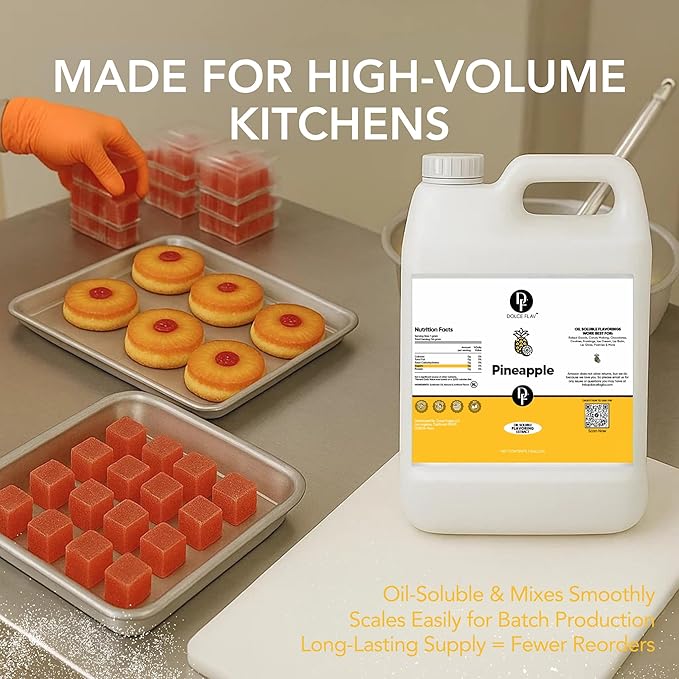 Dolce Flav Pineapple Extract ??1 Gallon Oil-Soluble Kosher, Sugar-Free, Concentrated Tropical