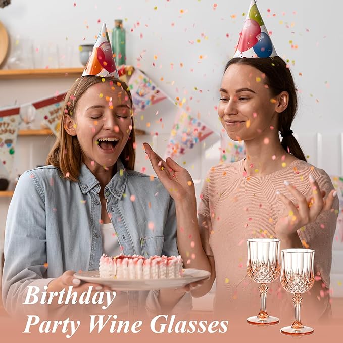 XUWAIDSGN 24 Pcs 7oz Plastic Vintage Wine Glasses Drinking Glasses Unbreakable Wedding Glassware