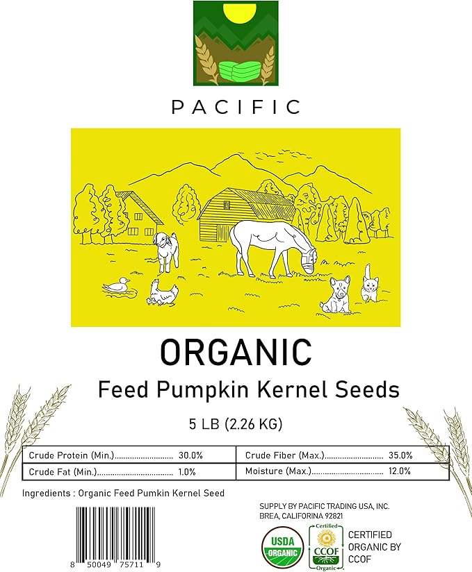 PACIFIC Organic Petfood Organic Feed Pumpkin Kernel Seeds - Organic Pumpkin Seeds for Dogs | Rich