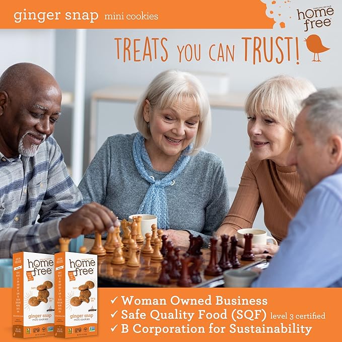 Homefree Mini Ginger Snap Cookies, Gluten Free, Nut Free, Vegan, School Safe and Allergy Friendly