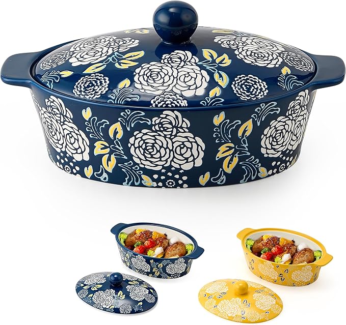 Ceramic Casserole Dish With Lid, Casserole Dishes for Oven, Baking Dish Lasagna Pans For Cooking