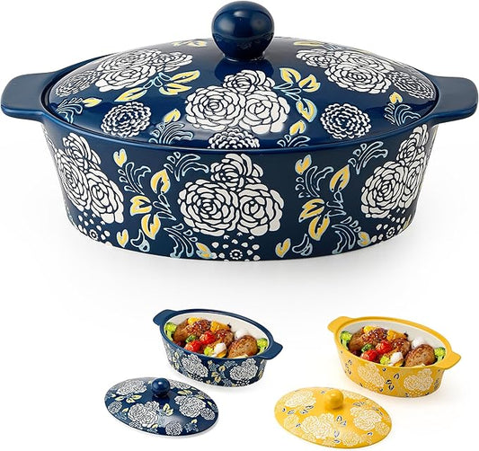 Ceramic Casserole Dish With Lid, Casserole Dishes for Oven, Baking Dish Lasagna Pans For Cooking