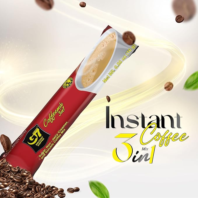 Trung Nguyen G7 Instant Coffee - 3-in-1 with NANO+ Technology, Roasted Ground Blend, Non-dairy
