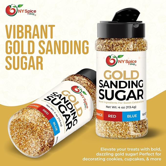 NY Spice Shop Golden Sanding Sugar - 4 Ounce Sweet Colorful Edible Sprinkles For Candy Dish - Sugar